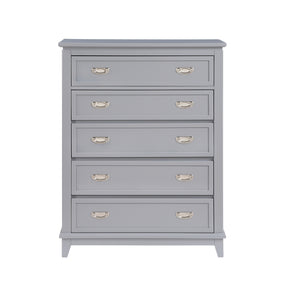 Gray Finish Storage Chest with 5 Drawers Wooden Modern Bedroom Furniture 1pc Vertical Dresser