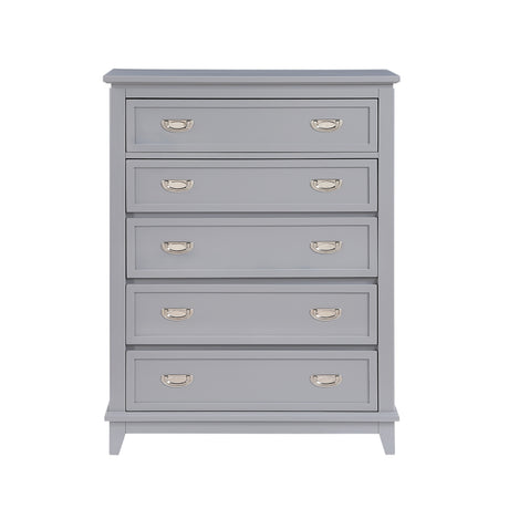 Gray Finish Storage Chest with 5 Drawers Wooden Modern Bedroom Furniture 1pc Vertical Dresser