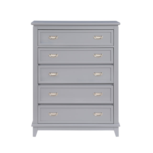 Gray Finish Storage Chest with 5 Drawers Wooden Modern Bedroom Furniture 1pc Vertical Dresser