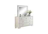 Contemporary Style 1pc Dresser Diamond Shaped Knob Handles Cream Finish Bedroom Furniture