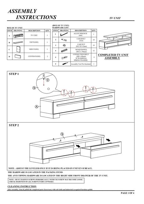 1pc Entertainment Console Modern Design Black Grey Wood Finish Open Shelf Two Spacious Drawers TV Stand - sold by Home Elegance USA