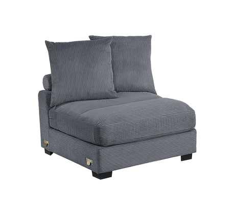 Contemporary Dark Gray 4pc Modular Sectional Set Corduroy Couch LAF & RAF Chairs Armless Chair Ottoman Living Room Furniture - sold by Home Elegance USA