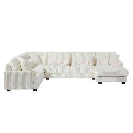 Modern Oversized U-shaped Sectional Sofa with Chaise Lounge in Beige Corduroy, 129' - sold by Home Elegance USA