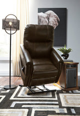 Ashley Chocolate Markridge Power Lift Recliner - Faux Leather | Home Elegance USA