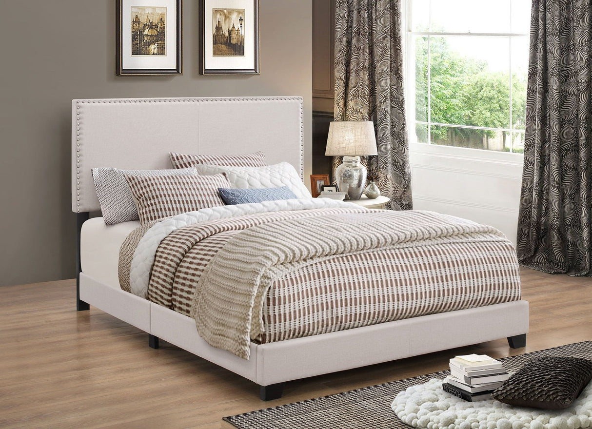 Boyd Upholstered Eastern King Panel Bed Ivory | Coaster - 350051KE - Home Elegance USA - 2