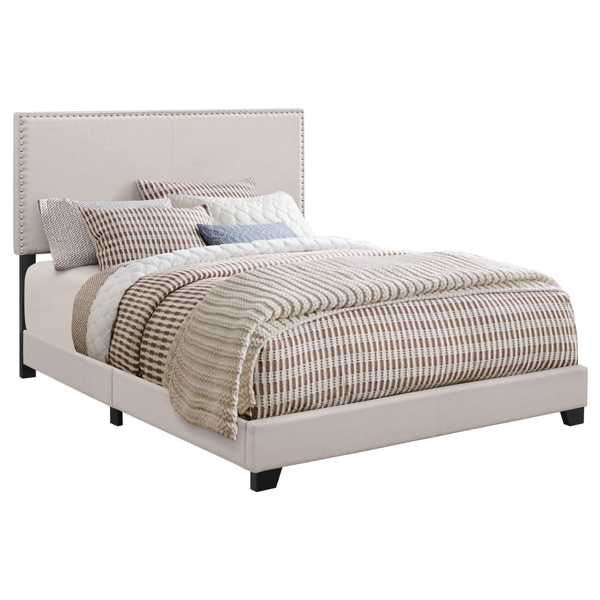 Boyd Upholstered Eastern King Panel Bed Ivory | Coaster - 350051KE - Home Elegance USA - 3