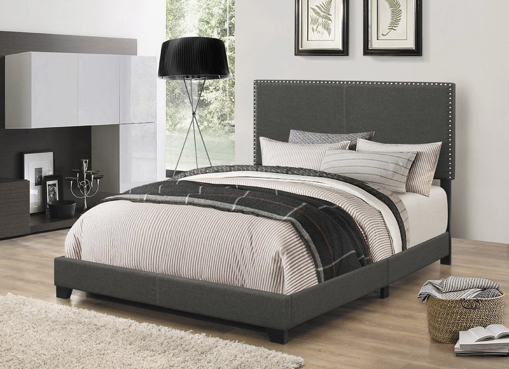 Boyd Upholstered Eastern King Panel Bed Charcoal | Coaster - 350061KE - Home Elegance USA - 2