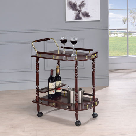 Bar Cart - Palmer 2-tier Serving Cart Merlot and Brass