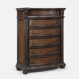 1pc Marble Top Five Drawers Tall Chest Intricate Moldings Beautifully Curved Silhouette Antiqued Hardware Bedroom Solid Wood Furniture Coffee Brown Finish