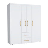 Wardrobe, Deluxe Armoire with Multiple Storage Options and Metal Accents, White - sold by Home Elegance USA
