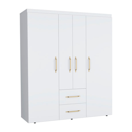 Wardrobe, Deluxe Armoire with Multiple Storage Options and Metal Accents, White - sold by Home Elegance USA