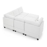 L shape Modular Sectional Sofa,DIY Combination,includes Three Single Chair ,Two Corner and Two Ottoman,Ivory Chenille - Home Elegance USA