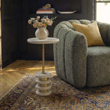 Adames Travertine Drink Table Brass / White - Gold / White by Uttermost - View 2