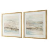 So Golden Abstract Landscape Prints (Set of 2) Black / Blue / Brass / Gold / Gray / Pink / White - Light Brown / Light Blue by Uttermost - View 4