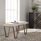 Farrah Geometric Bench - White / Yellow by Uttermost - View 3