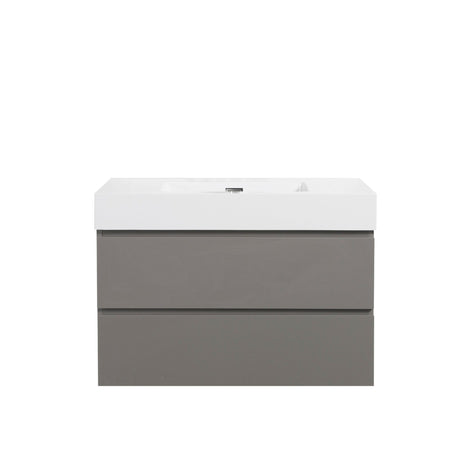 Alice 36" Gray Bathroom Vanity with Sink, Large Storage Wall Mounted Floating Bathroom Vanity for Modern Bathroom, One - Piece White Sink Basin without Drain and Faucet - W1865S00006 - Home Elegance USA - 3