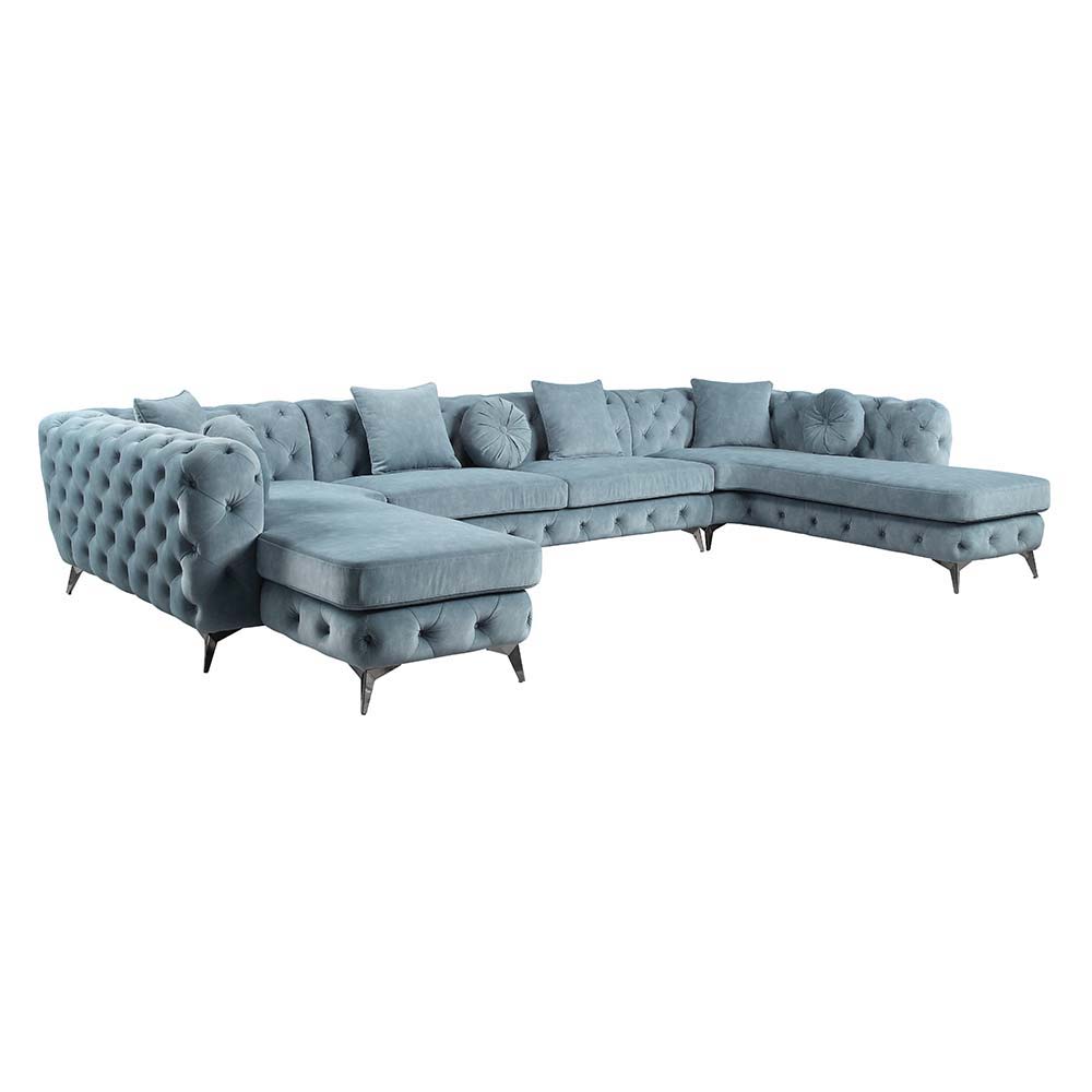 Atronia - Sectional Sofa - Deep Green Fabric | Home Elegance USA