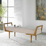 Waylon Modern Bench Ivory - White / Light Brown by Uttermost - View 2