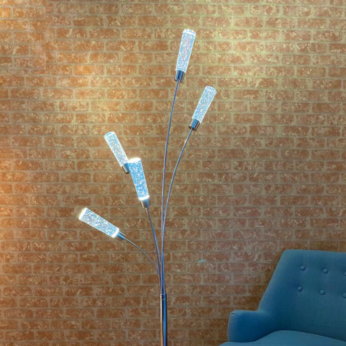 5 Acrylic Cylinders Floor Lamp // Chrome  | Finesse - Home Elegance USA