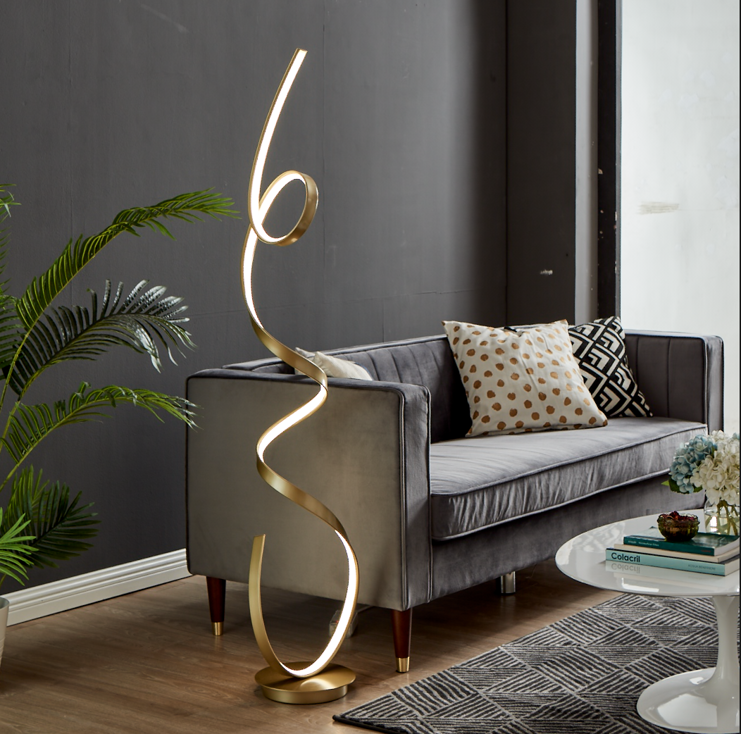 Amsterdam LED Dimmable 63" Floor Lamp // Sandy Gold  | Finesse - Home Elegance USA