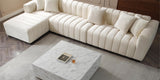 139'' Channel Tufted Sofa Velvet Upholstered Left Chaise Modular Sofa beige | Home Elegance USA