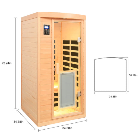 Low EMF Hemlock Far-Infrared Indoor Sauna with Heating Panels – One Person - sold by Home Elegance USA