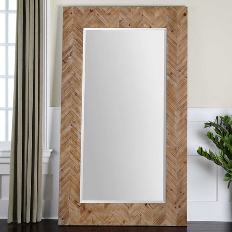 Demetria Oversized Wooden Mirror - Light Brown by Uttermost - View 2