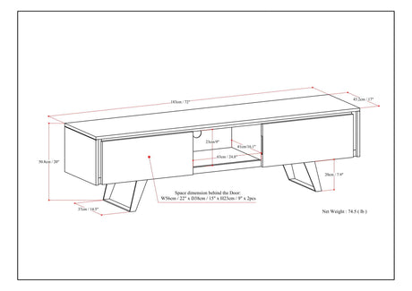 Lowry 72 inch Wide Solid Wood TV Stand in Natural For TVs up to 80 inches - sold by Home Elegance USA