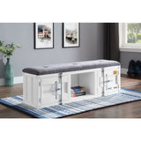 Acme - Cargo Bench W/Storage 35912 Gray Fabric & White Finish