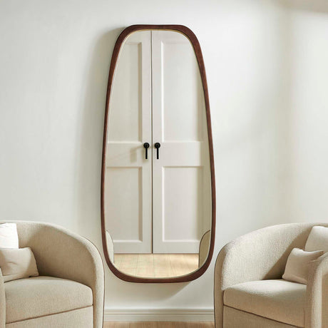 Zachari Asymmetrical Tall Mirror Gold / Woodtone - Dark Brown by Uttermost - View 3