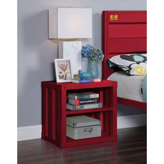 Acme - Cargo Nightstand W/USB 35951 Red Finish