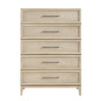 Contemporary Design Storage Chest of 5-Drawers Light Brown Finish Ball Bearing Glides Wooden Bedroom Furniture 1pc