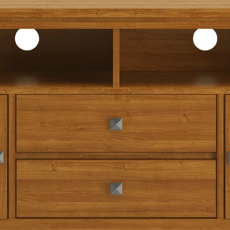 Cosmopolitan 72 inch Wide Solid Wood TV Stand in Light Golden Brown For TVs up to 80 inches - sold by Home Elegance USA