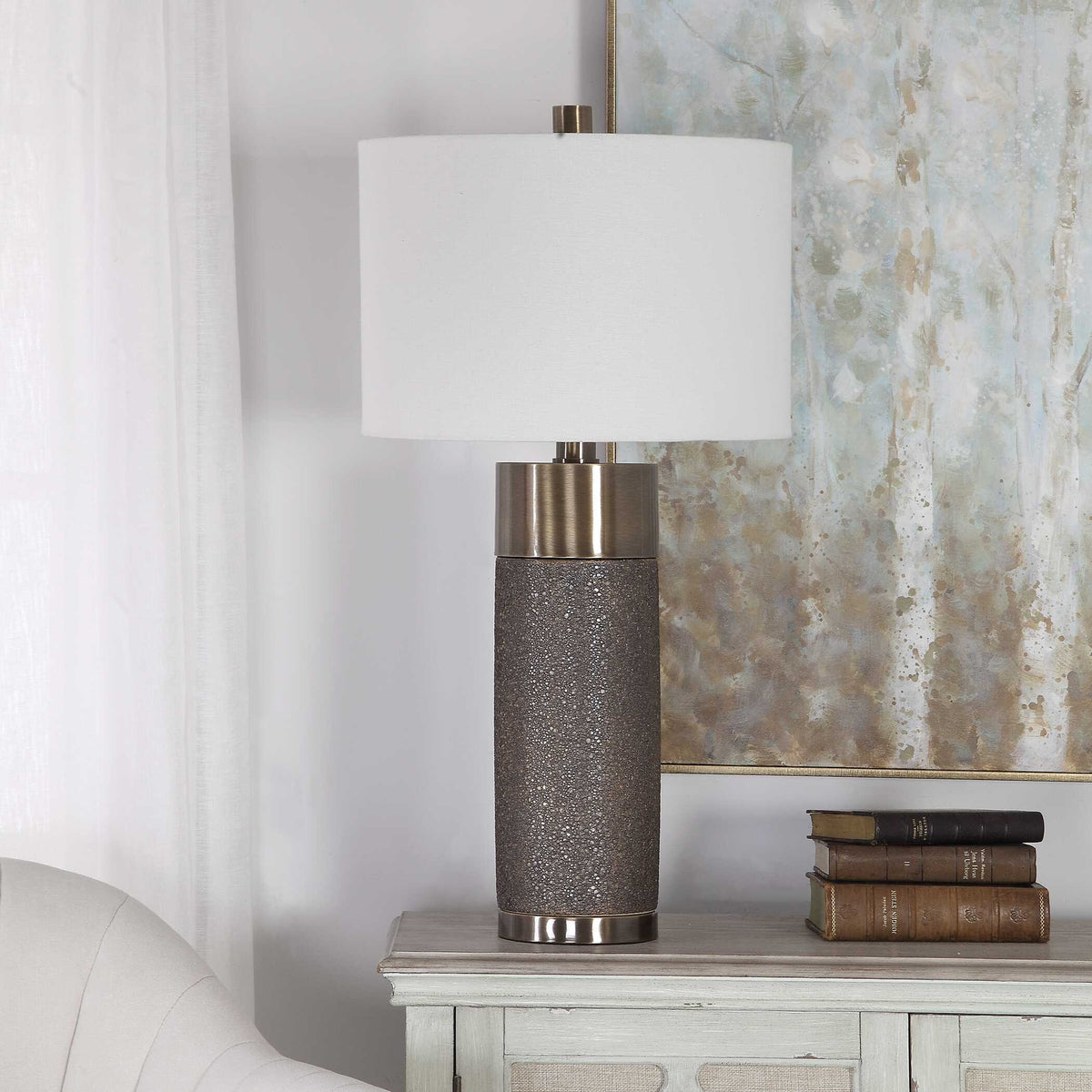 Brannock Table Lamp - Bronze / White by Uttermost - View 3