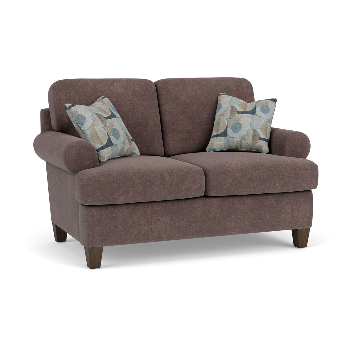 Moxy Fabric Loveseat, T-Shaped Seat Cushion, Curved Sock Arms | Flexsteel