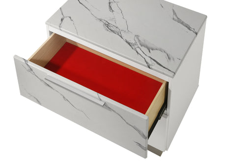 Mist Queen 4-Piece Set – Two-Tone High-Gloss Marble & Lacquer Finish with LED Lighting White (NJ Inventory) - sold by Home Elegance USA