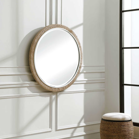 Carbet Round Rope Mirror - Light Brown / White by Uttermost - View 3