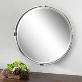 Tazlina Round Mirror Brushed Nickel - Silver by Uttermost - View 2