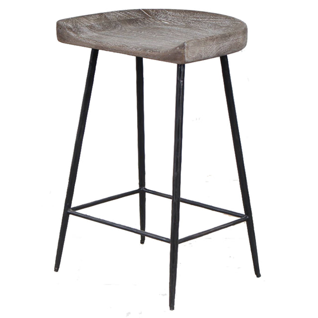 Cordova Carved Wood Counter Stool - Black by Uttermost - View 1