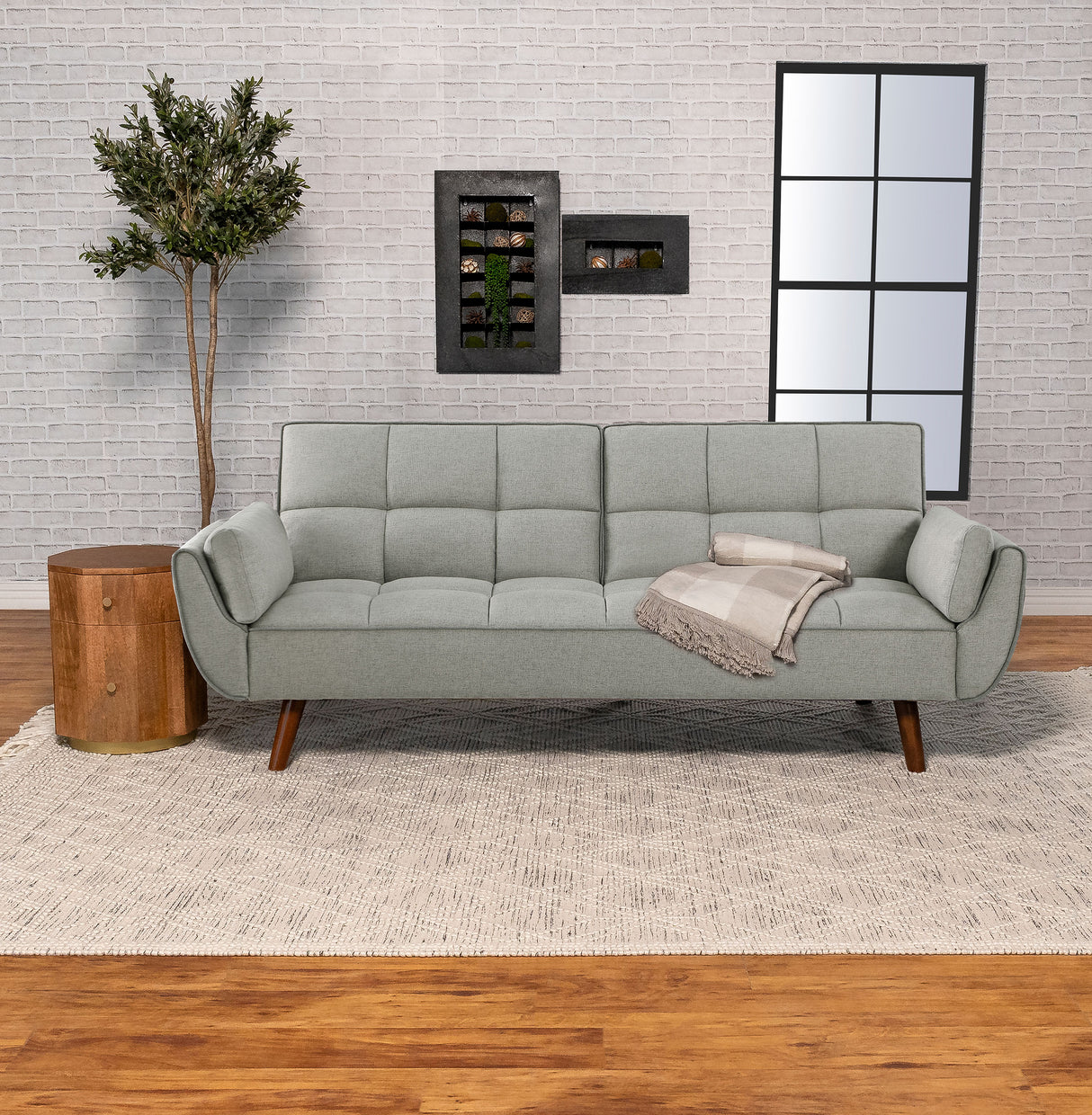 Sofa Bed - Caufield Upholstered Buscuit Tufted Covertible Sofa Bed Grey