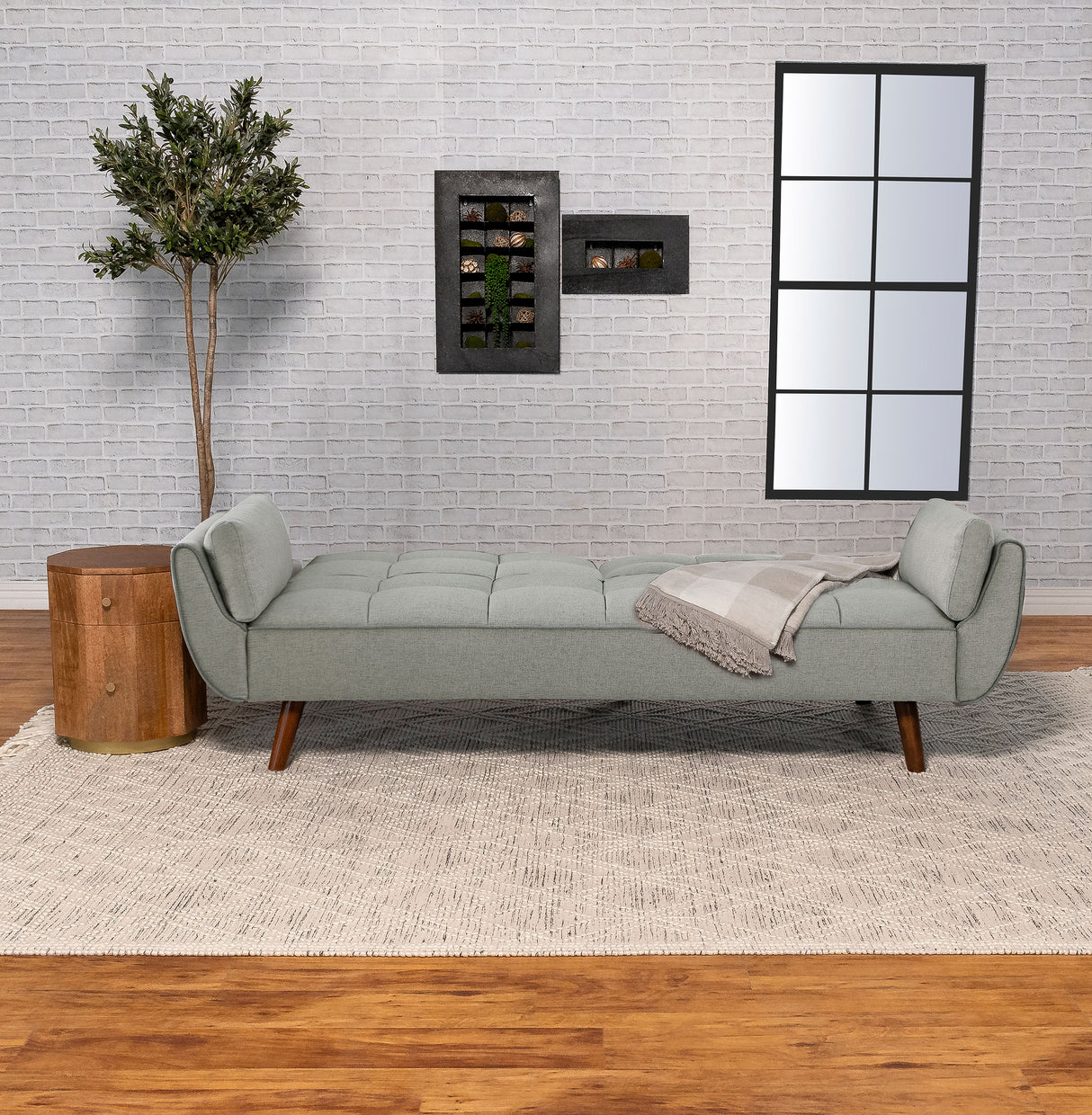 Sofa Bed - Caufield Upholstered Buscuit Tufted Covertible Sofa Bed Grey