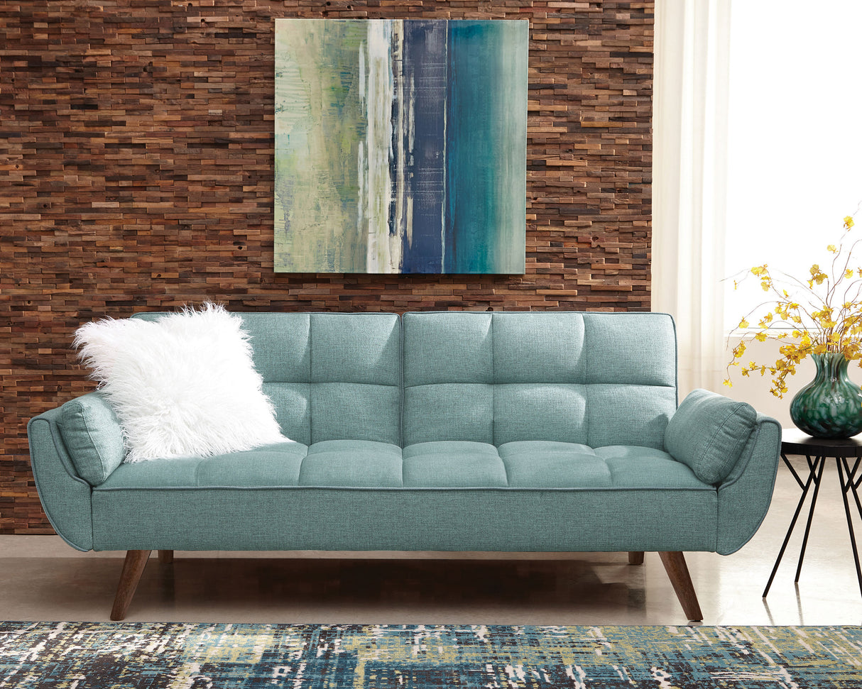 Sofa Bed - Caufield Biscuit-tufted Sofa Bed Turquoise Blue