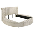 Sonya Upholstered Eastern King Round Storage Bed Ivory - Home Elegance USA