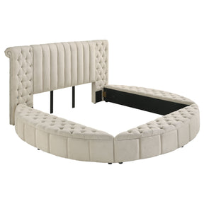 Sonya Upholstered Eastern King Round Storage Bed Ivory - Home Elegance USA