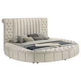 Sonya Upholstered Eastern King Round Storage Bed Ivory - Home Elegance USA