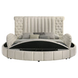 Sonya Upholstered Eastern King Round Storage Bed Ivory - Home Elegance USA