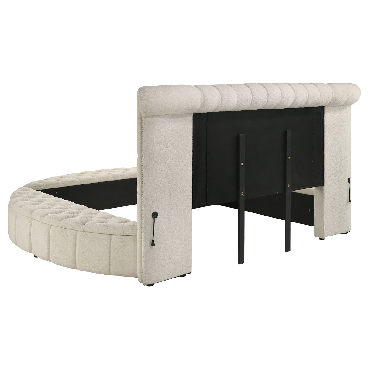 Sonya Upholstered Eastern King Round Storage Bed Ivory - Home Elegance USA