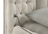 Sonya Upholstered Eastern King Round Storage Bed Ivory - Home Elegance USA