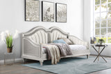 Twin Daybed - Evangeline Upholstered Twin Daybed with Faux Diamond Trim Silver and Ivory