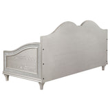 Twin Daybed - Evangeline Upholstered Twin Daybed with Faux Diamond Trim Silver and Ivory